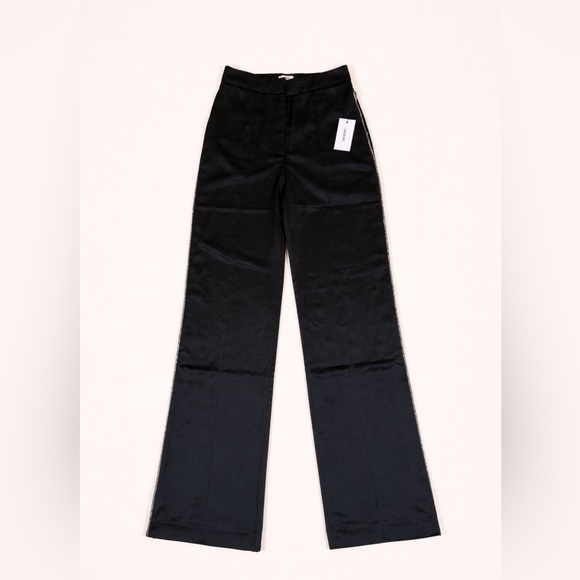 Jason Wu Pants - Jason Wu Black Satin Wide Leg Tuxedo Pants w/Rhinestone Side Stripe – Sz 2 – NWT